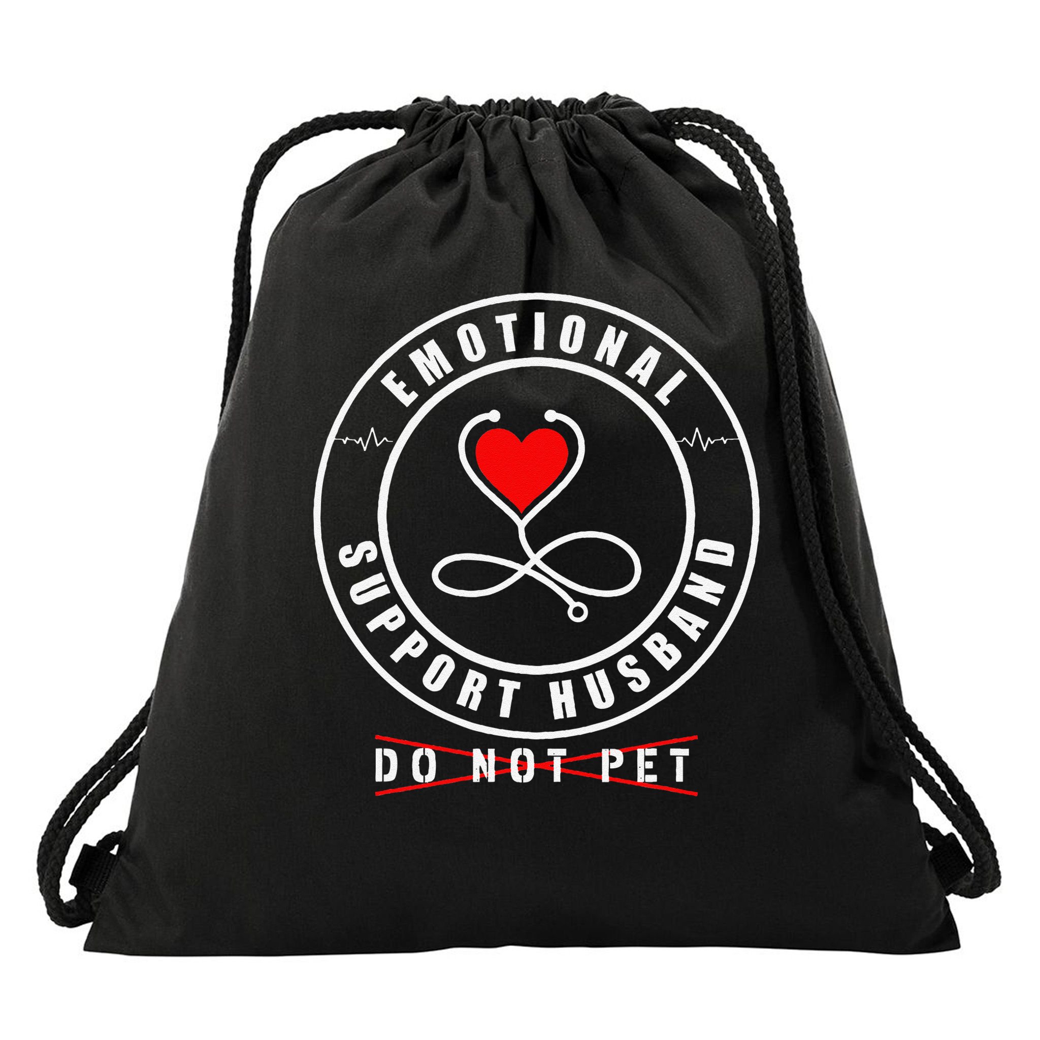 Emotional Support Husband Do Not Pet Funny Marriage Humor Drawstring Bag