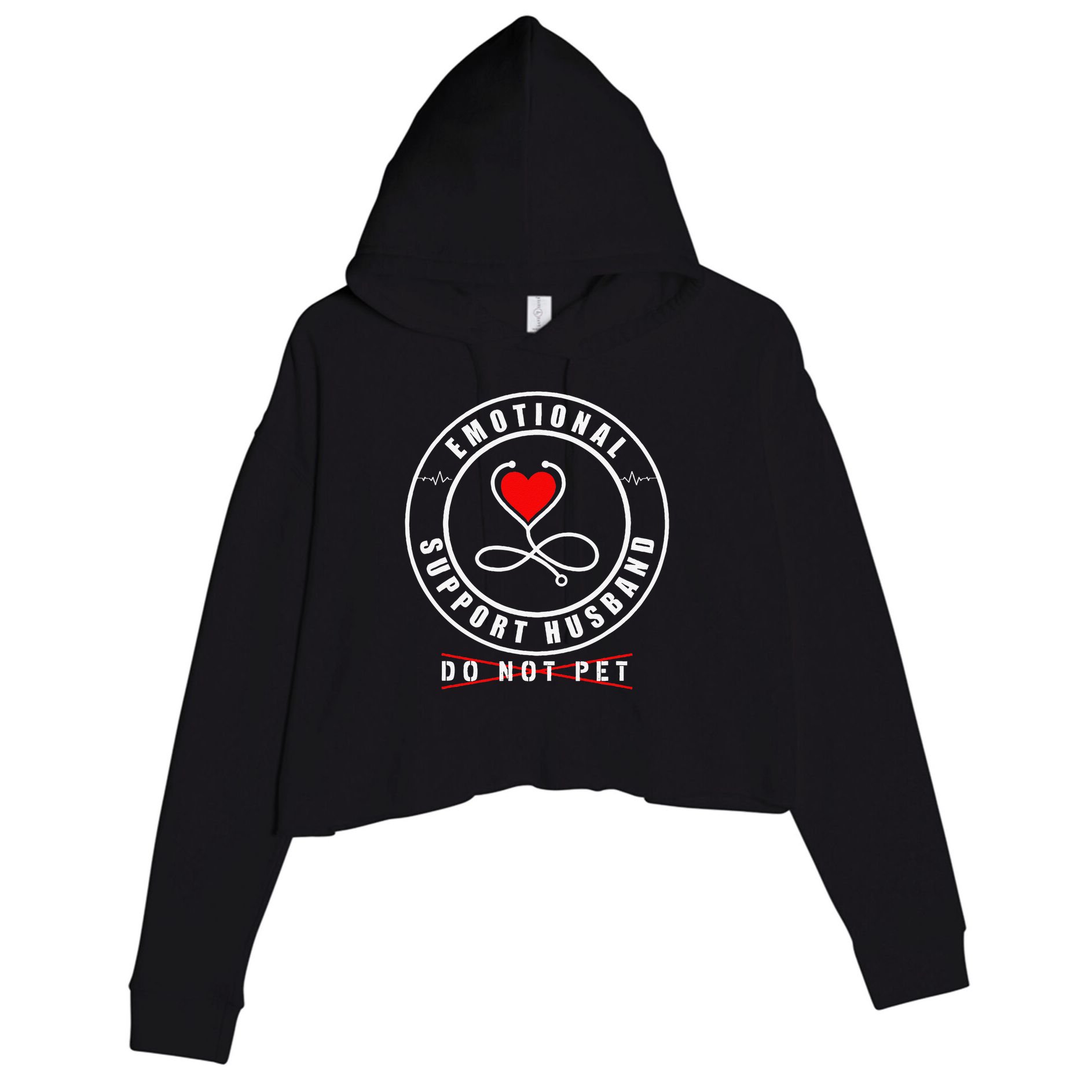 Emotional Support Husband Do Not Pet Funny Marriage Humor Crop Fleece Hoodie