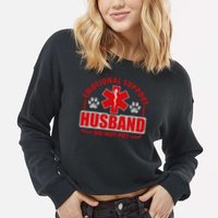 Emotional Support Husband Do Not Pet Cropped Pullover Crew