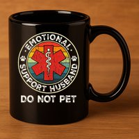 Emotional Support Husband Do Not Pet Funny 11oz C Handle Ceramic Mug