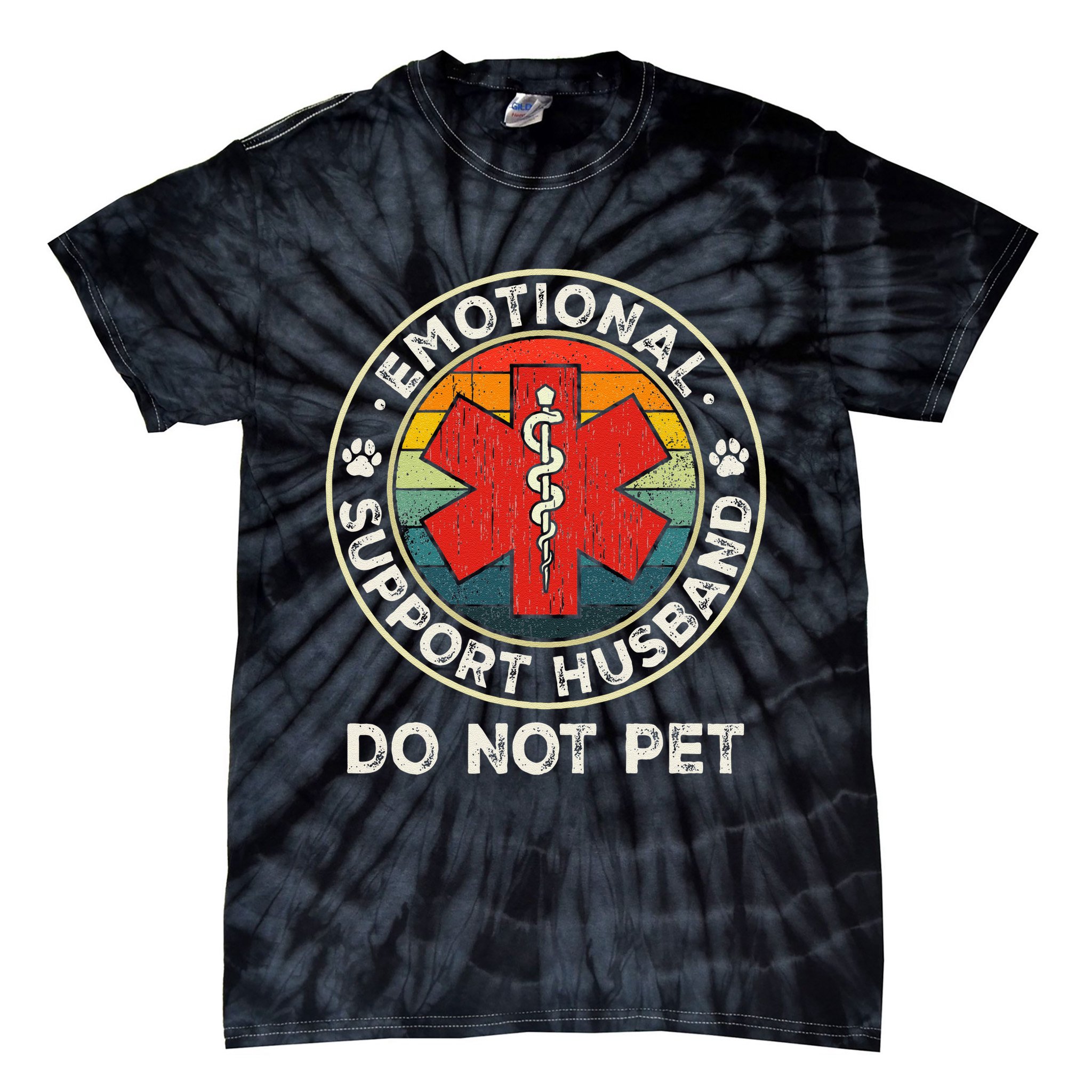 Emotional Support Husband Do Not Pet Funny Tie-Dye T-Shirt