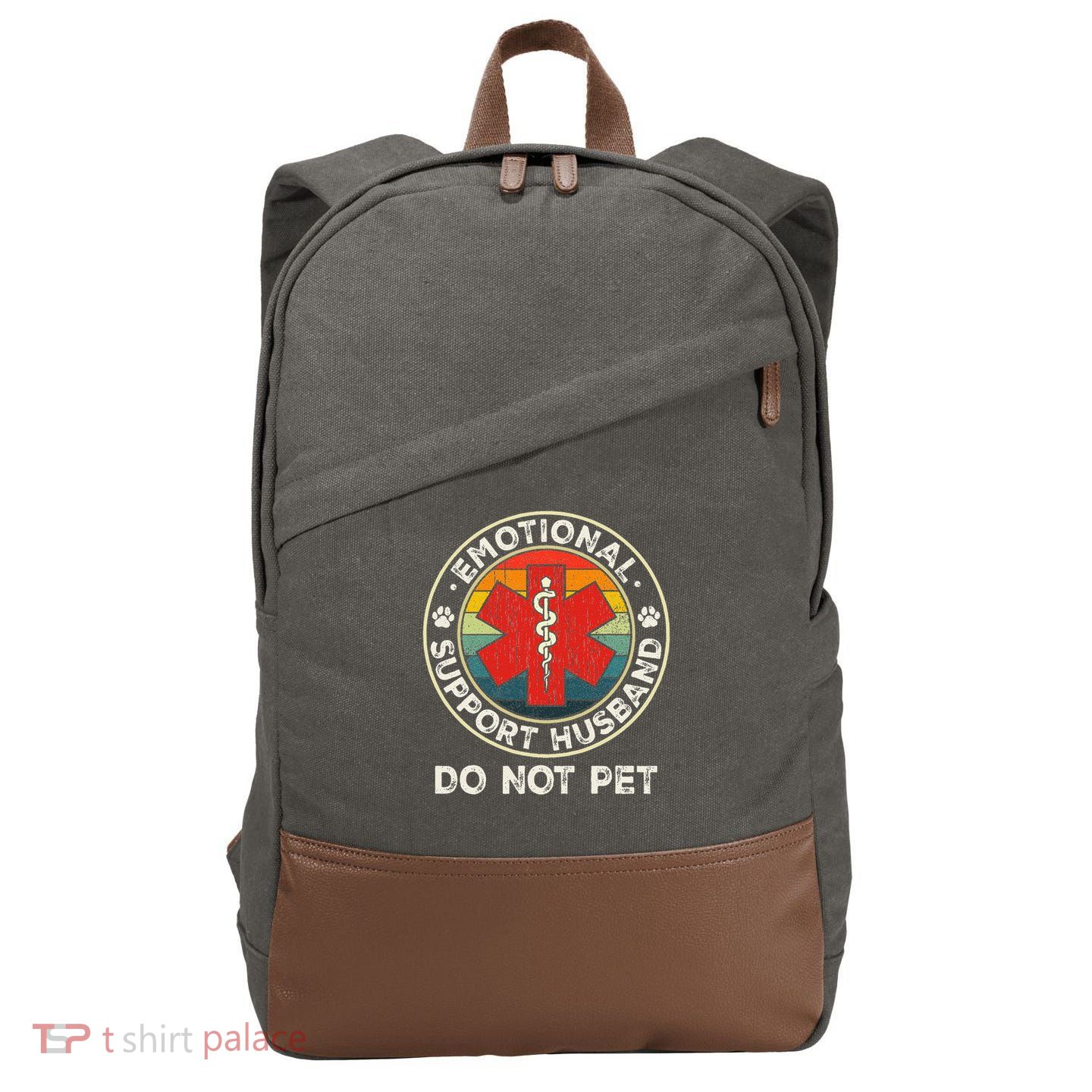 Emotional Support Husband Do Not Pet Funny Cotton Canvas Backpack