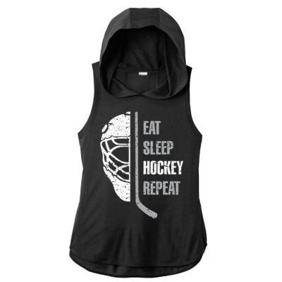 Eat Sleep Hockey Repeat Christmas For Teen Adult Hockey Ladies PosiCharge Tri-Blend Wicking Draft Hoodie Tank