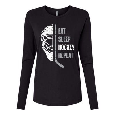 Eat Sleep Hockey Repeat Christmas For Teen Adult Hockey Womens Cotton Relaxed Long Sleeve T-Shirt