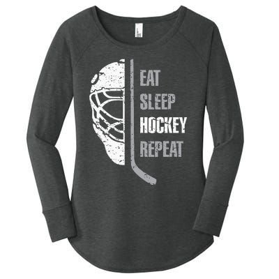 Eat Sleep Hockey Repeat Christmas For Teen Adult Hockey Women's Perfect Tri Tunic Long Sleeve Shirt