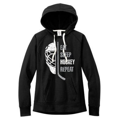 Eat Sleep Hockey Repeat Christmas For Teen Adult Hockey Women's Fleece Hoodie