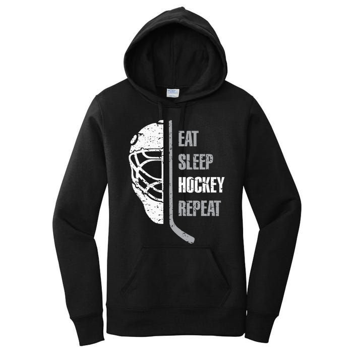 Eat Sleep Hockey Repeat Christmas For Teen Adult Hockey Women's Pullover Hoodie