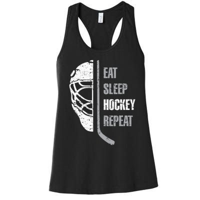 Eat Sleep Hockey Repeat Christmas For Teen Adult Hockey Women's Racerback Tank