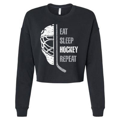 Eat Sleep Hockey Repeat Christmas For Teen Adult Hockey Cropped Pullover Crew