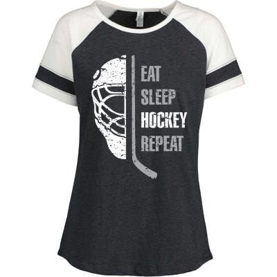 Eat Sleep Hockey Repeat Christmas For Teen Adult Hockey Enza Ladies Jersey Colorblock Tee