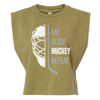 Eat Sleep Hockey Repeat Christmas For Teen Adult Hockey Garment-Dyed Women's Muscle Tee