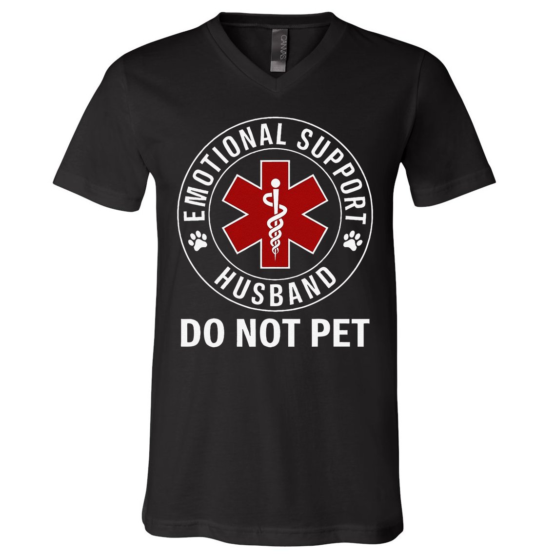 Emotional Support Husband Do Not Pet V-Neck T-Shirt