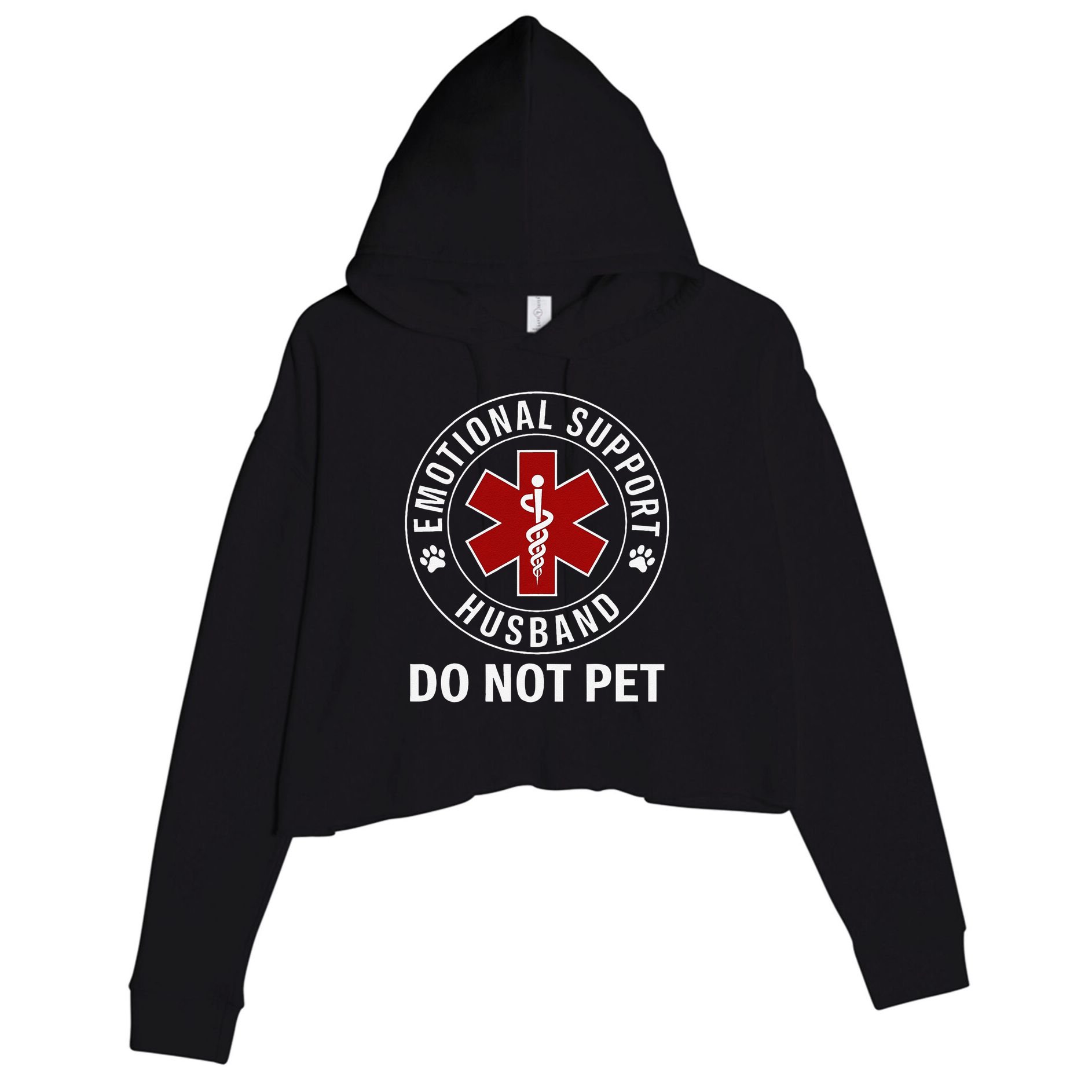 Emotional Support Husband Do Not Pet Crop Fleece Hoodie