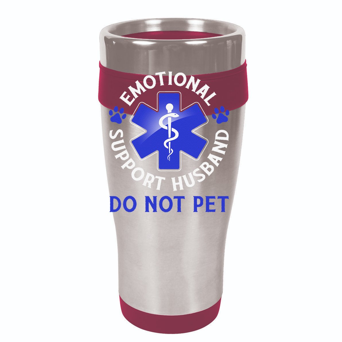 Emotional Support Husband Do Not Pet Marriage Humor Funny V-Neck T-Shirt