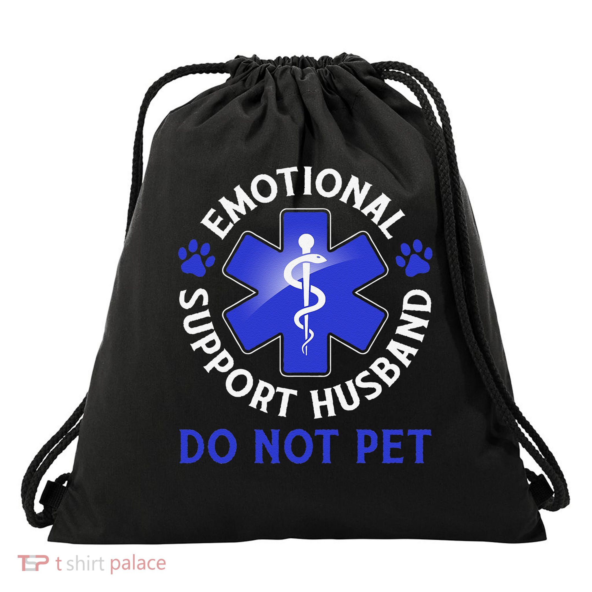 Emotional Support Husband Do Not Pet Marriage Humor Funny Drawstring Bag