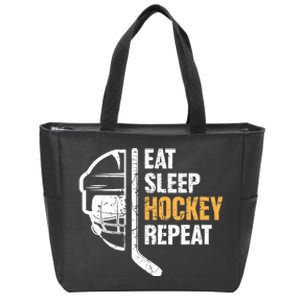 Eat Sleep Hockey Repeat Hockey Funny Ice Hockey Zip Tote Bag