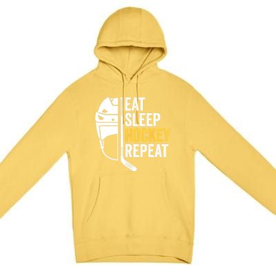 Eat Sleep Hockey Funny Ice Hockey Gift Premium Pullover Hoodie