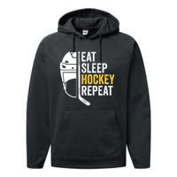 Eat Sleep Hockey Funny Ice Hockey Gift Performance Fleece Hoodie