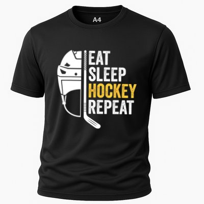 Eat Sleep Hockey Funny Ice Hockey Gift Cooling Performance Crew T-Shirt