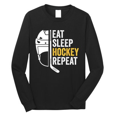 Eat Sleep Hockey Funny Ice Hockey Gift Long Sleeve Shirt