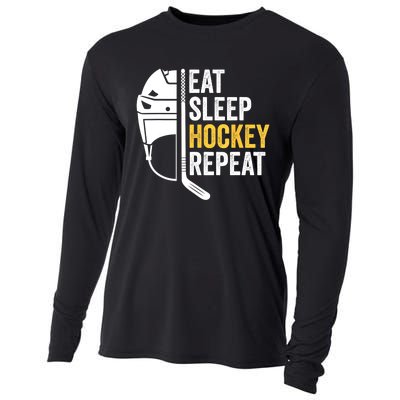 Eat Sleep Hockey Funny Ice Hockey Gift Cooling Performance Long Sleeve Crew