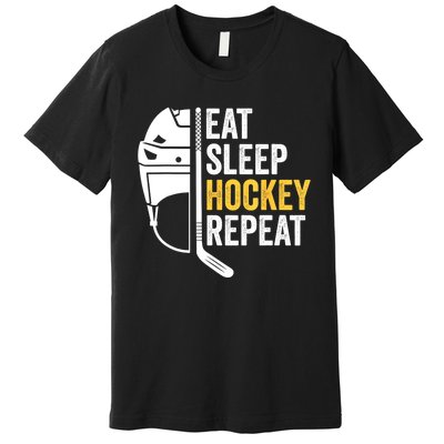 Eat Sleep Hockey Funny Ice Hockey Gift Premium T-Shirt