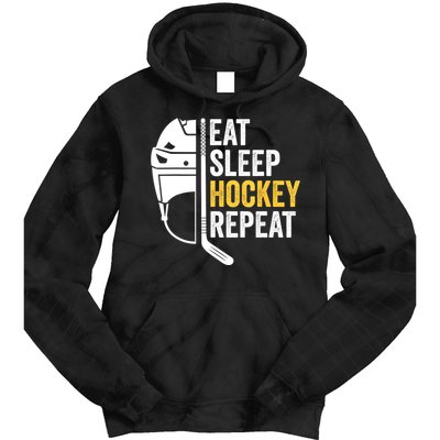 Eat Sleep Hockey Funny Ice Hockey Gift Tie Dye Hoodie