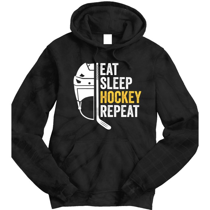 Eat Sleep Hockey Funny Ice Hockey Gift Tie Dye Hoodie