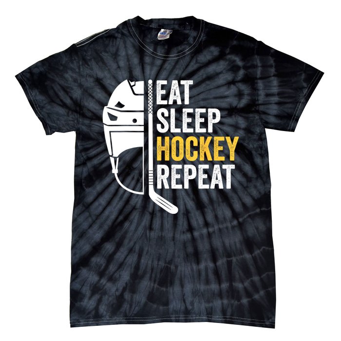 Eat Sleep Hockey Funny Ice Hockey Gift Tie-Dye T-Shirt