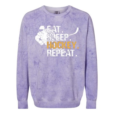 Eat Sleep Hockey Repeat Funny Colorblast Crewneck Sweatshirt