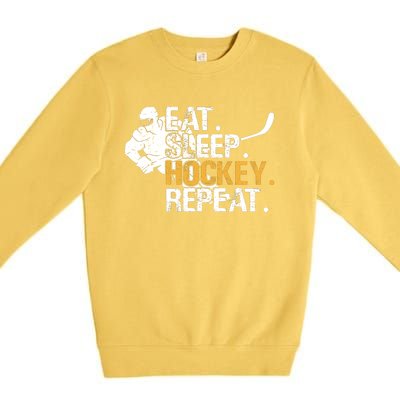 Eat Sleep Hockey Repeat Funny Premium Crewneck Sweatshirt