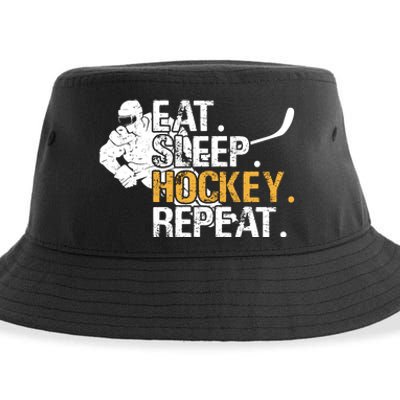 Eat Sleep Hockey Repeat Funny Sustainable Bucket Hat