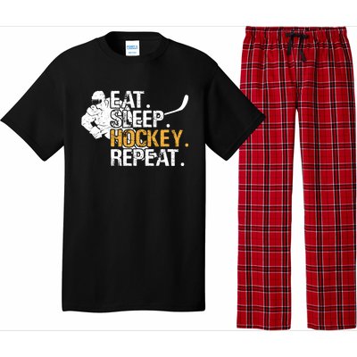 Eat Sleep Hockey Repeat Funny Pajama Set