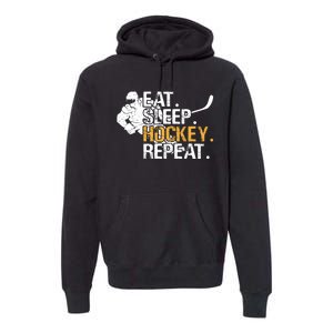 Eat Sleep Hockey Repeat Funny Premium Hoodie