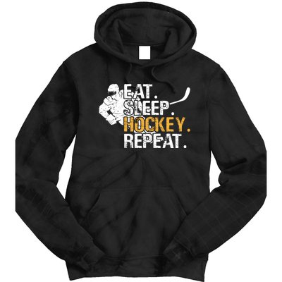 Eat Sleep Hockey Repeat Funny Tie Dye Hoodie