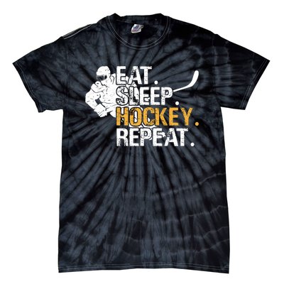 Eat Sleep Hockey Repeat Funny Tie-Dye T-Shirt