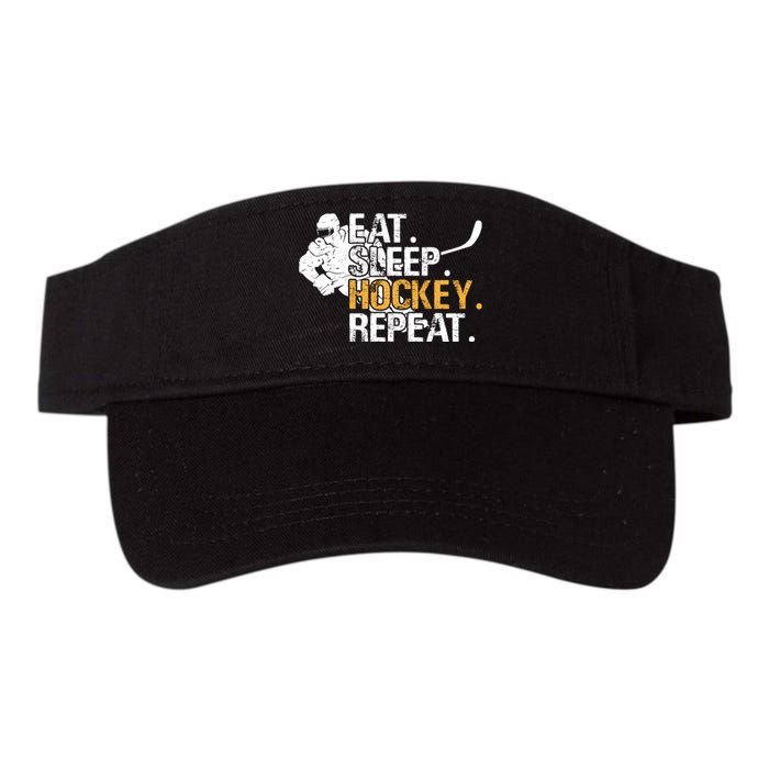 Eat Sleep Hockey Repeat Funny Valucap Bio-Washed Visor