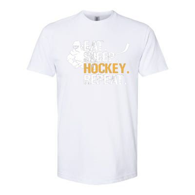 Eat Sleep Hockey Repeat Funny Softstyle® CVC T-Shirt