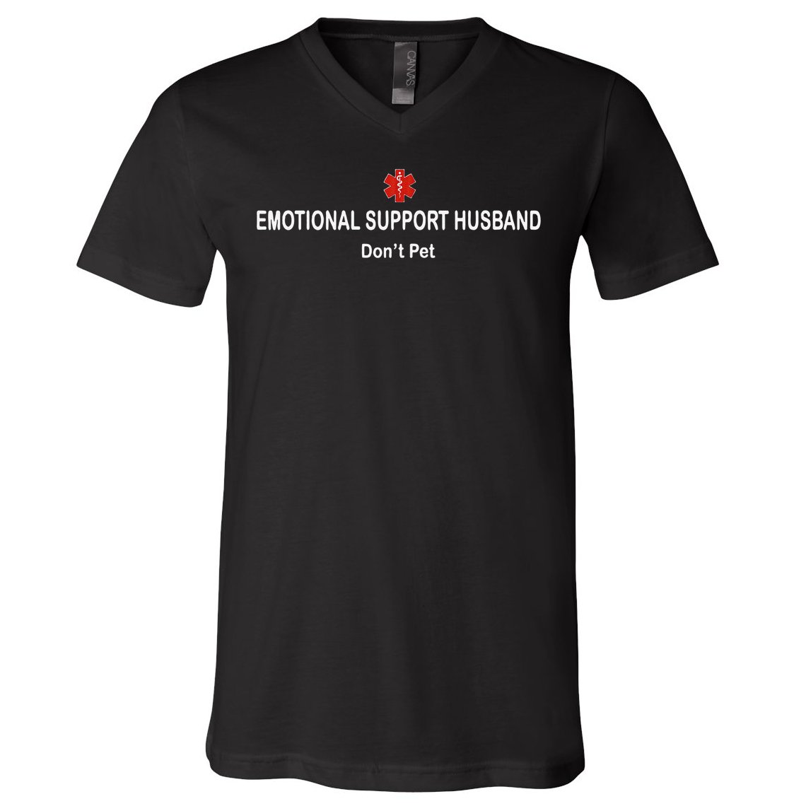 Emotional Support Husband Do Not Pet V-Neck T-Shirt