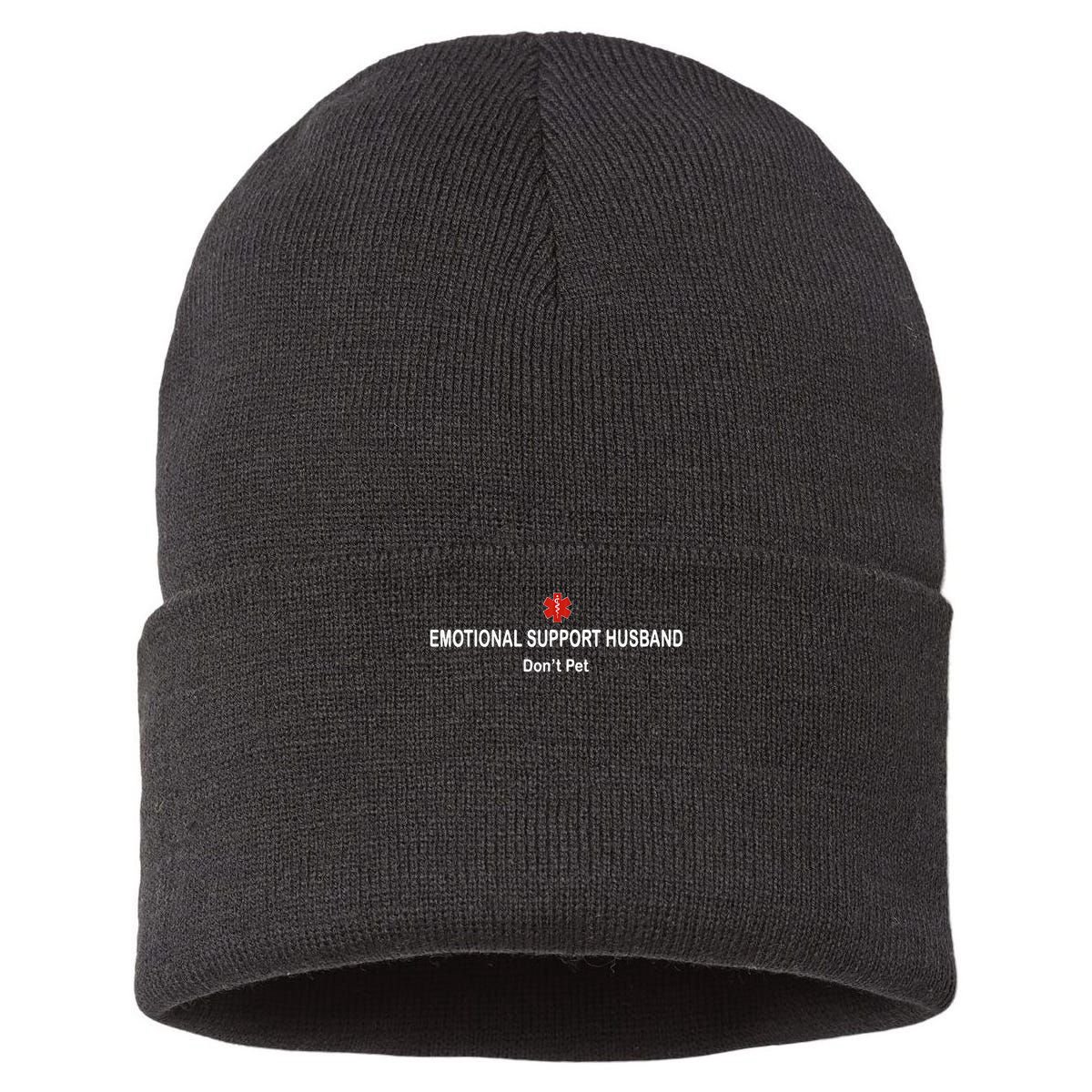 Emotional Support Husband Do Not Pet Sustainable Knit Beanie