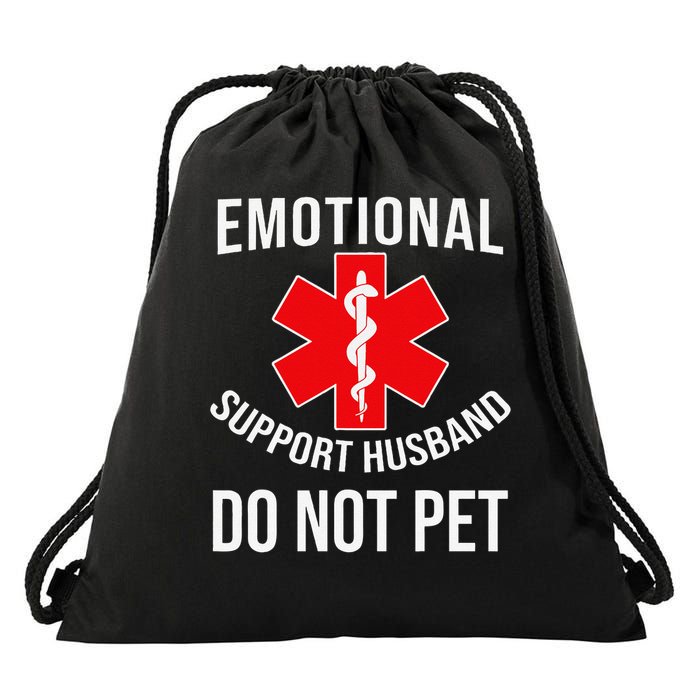 Emotional Support Husband Do Not Pet Funny Drawstring Bag