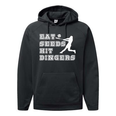 Eat Seeds Hit Dinger Baseball Lover Performance Fleece Hoodie