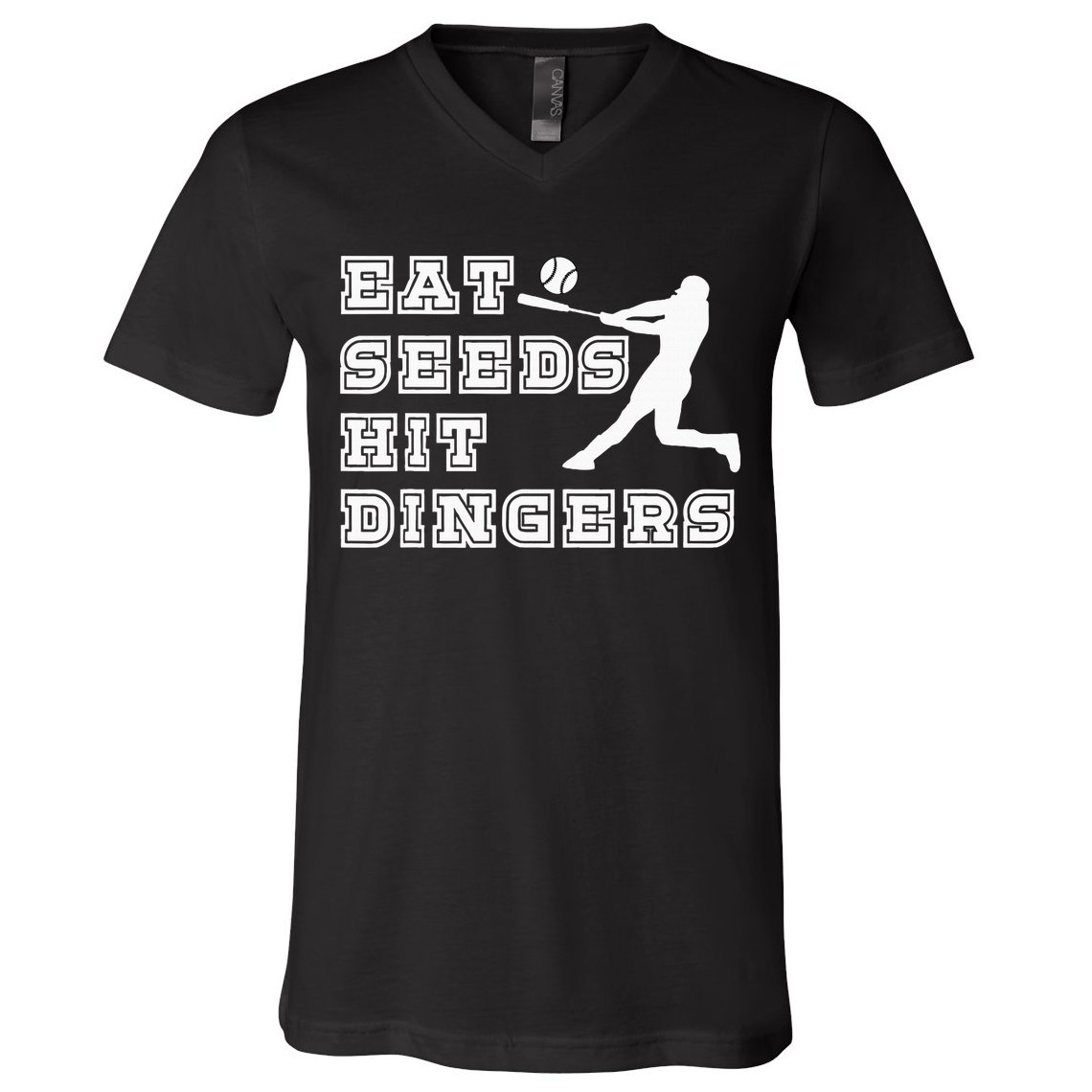Eat Seeds Hit Dinger Baseball Lover V-Neck T-Shirt
