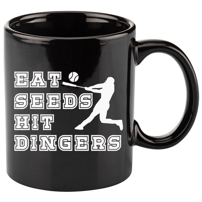 Eat Seeds Hit Dinger Baseball Lover 11oz C Handle Ceramic Mug