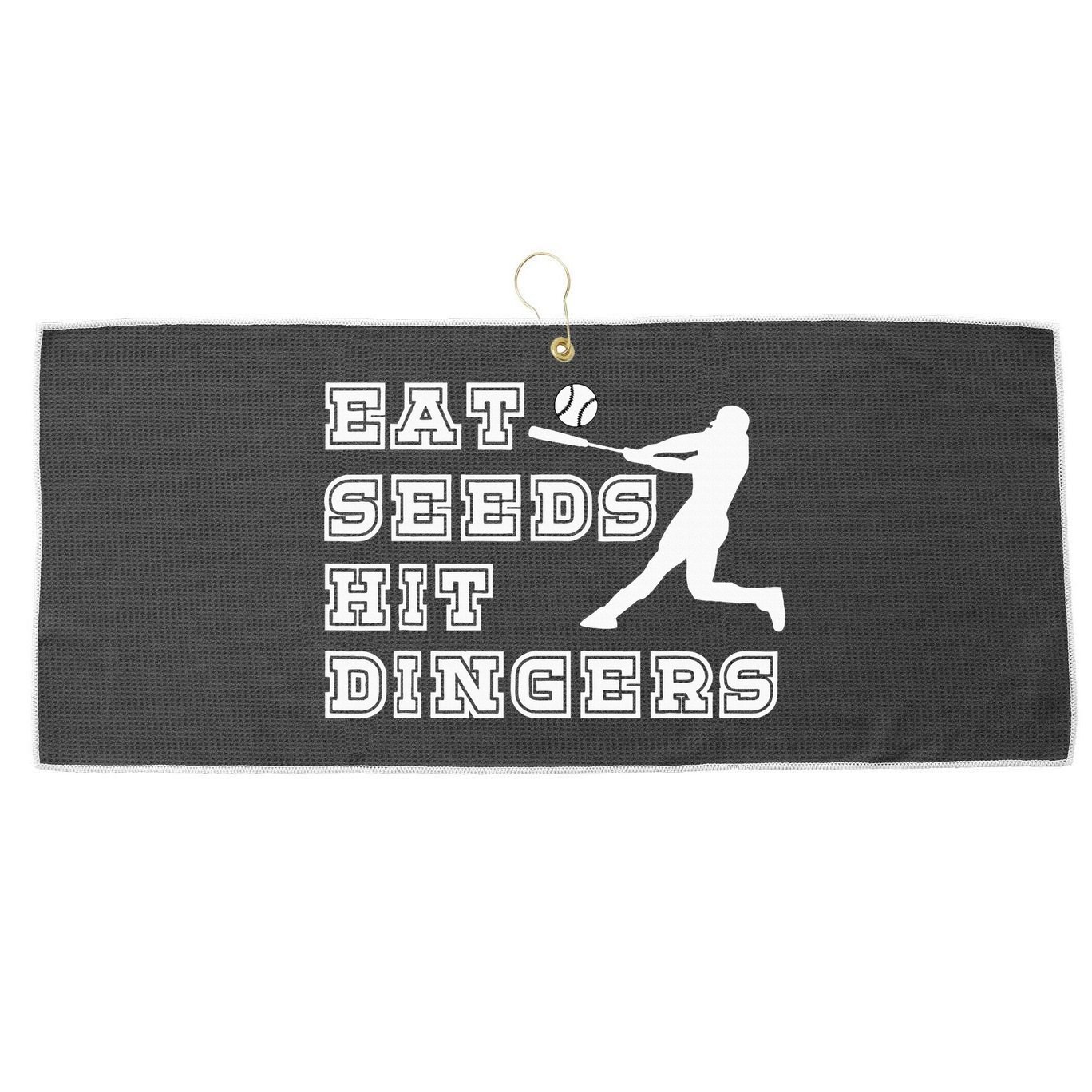 Eat Seeds Hit Dinger Baseball Lover Large Microfiber Waffle Golf Towel