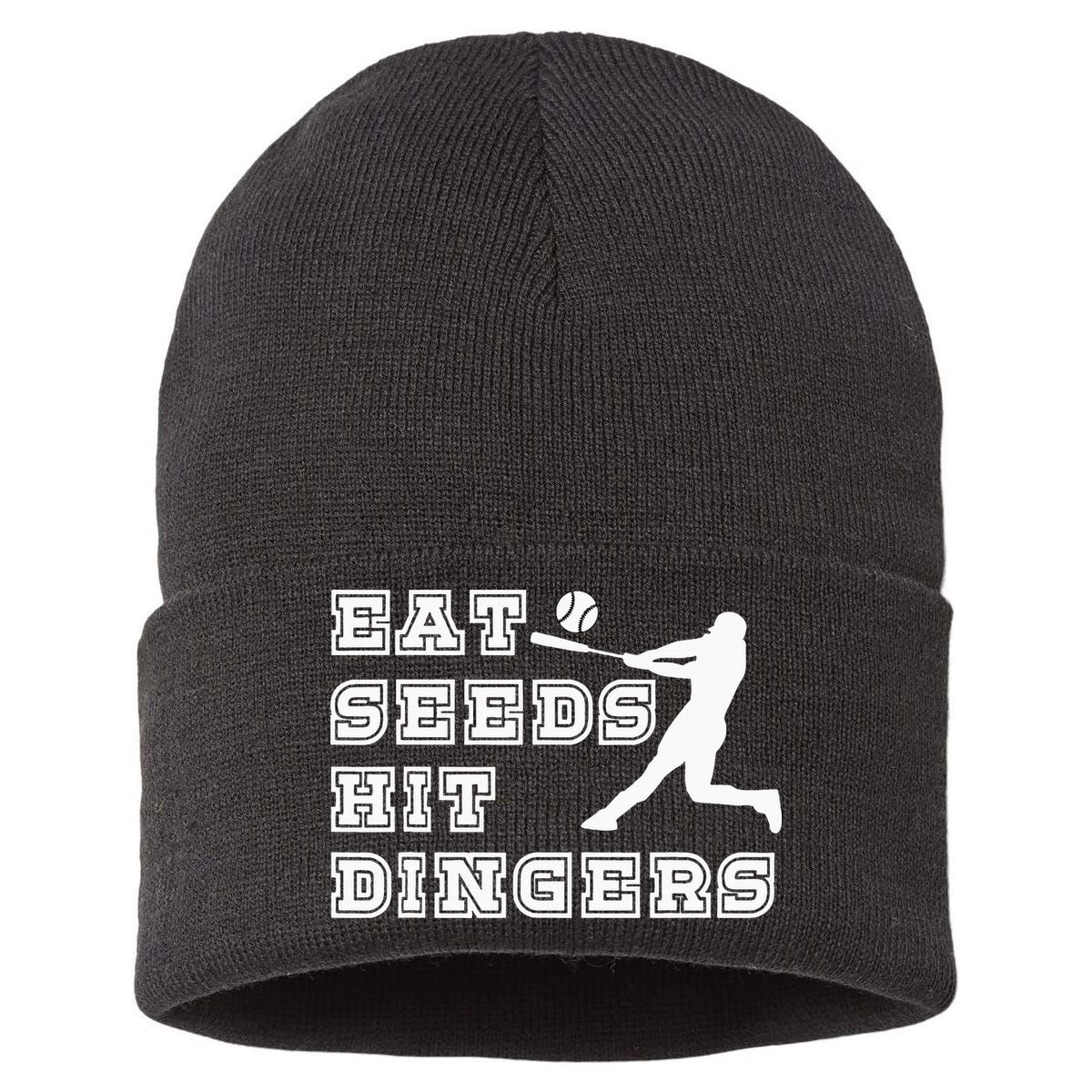 Eat Seeds Hit Dinger Baseball Lover Sustainable Knit Beanie