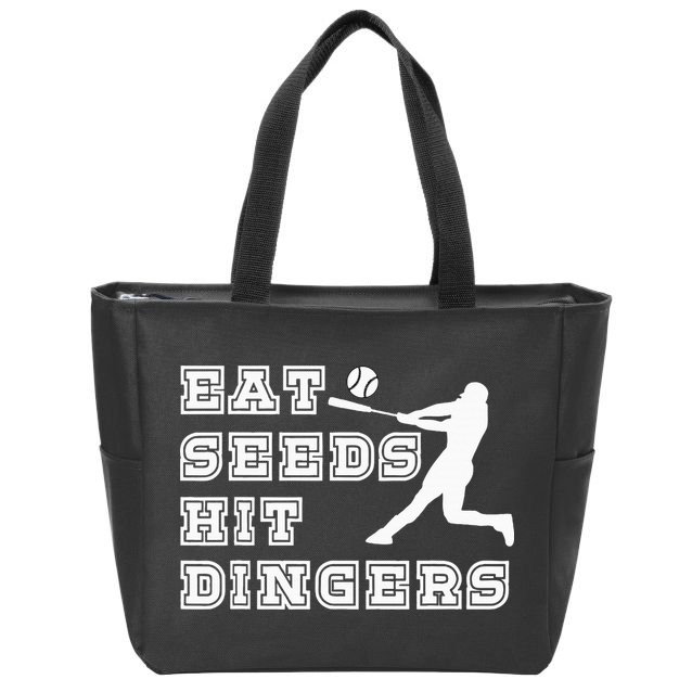 Eat Seeds Hit Dinger Baseball Lover Zip Tote Bag