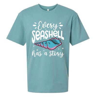 Every Seashell Has A Story Gift Funny Seashell Hunting Lover Gift Sueded Cloud Jersey T-Shirt