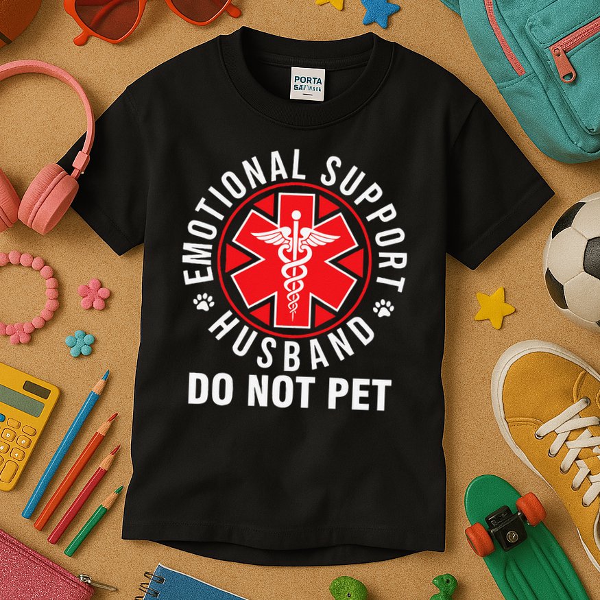 Emotional Support Husband Do Not Pet Funny Quote Sayings Kids T-Shirt