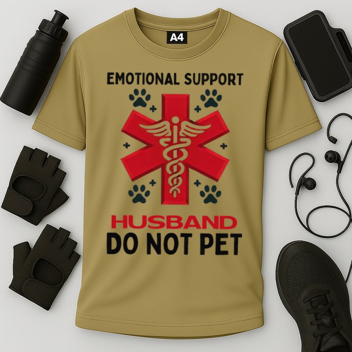 Emotional Support Husband Do Not Pet Cooling Performance Crew T-Shirt